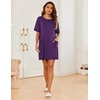 image:imageEkouaer Sleep Shirts for Women Nightgown Short Sleeves T shirt Night Dress Round Neck Womans Nightgown with Pocket SXXLPurple