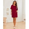 image:imageEkouaer Sleep Shirts for Women Nightgown Short Sleeves T shirt Night Dress Round Neck Womans Nightgown with Pocket SXXLWine Red