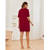 image:imageEkouaer Sleep Shirts for Women Nightgown Short Sleeves T shirt Night Dress Round Neck Womans Nightgown with Pocket SXXLWine Red