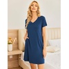 image:imageEkouaer Womens 2 Pack Nightgown V Neck Sleepshirt Short Sleeve Nightshirt PlainFloral Pajama Dress with PocketsBlack and Blue