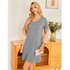 image:imageEkouaer Womens 2 Pack Nightgown V Neck Sleepshirt Short Sleeve Nightshirt PlainFloral Pajama Dress with PocketsBlack and Dark Grey