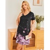 image:imageEkouaer Womens 2 Pack Nightgown V Neck Sleepshirt Short Sleeve Nightshirt PlainFloral Pajama Dress with PocketsBlack and Flower