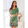 image:imageEkouaer Womens 2 Pack Nightgown V Neck Sleepshirt Short Sleeve Nightshirt PlainFloral Pajama Dress with PocketsBlack and Green Floral