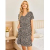 image:imageEkouaer Womens 2 Pack Nightgown V Neck Sleepshirt Short Sleeve Nightshirt PlainFloral Pajama Dress with PocketsBlack and Leopard