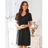 image:imageEkouaer Womens 2 Pack Nightgown V Neck Sleepshirt Short Sleeve Nightshirt PlainFloral Pajama Dress with PocketsBlack and Leopard