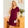 image:imageEkouaer Womens 2 Pack Nightgown V Neck Sleepshirt Short Sleeve Nightshirt PlainFloral Pajama Dress with PocketsBlack and Wine Red