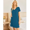 image:imageEkouaer Womens 2 Pack Nightgown V Neck Sleepshirt Short Sleeve Nightshirt PlainFloral Pajama Dress with PocketsBlackblue Green