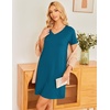 image:imageEkouaer Womens 2 Pack Nightgown V Neck Sleepshirt Short Sleeve Nightshirt PlainFloral Pajama Dress with PocketsBlackblue Green