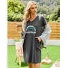 image:imageEkouaer Womens 2 Pack Nightgown V Neck Sleepshirt Short Sleeve Nightshirt PlainFloral Pajama Dress with PocketsBlackletter