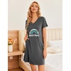 image:imageEkouaer Womens 2 Pack Nightgown V Neck Sleepshirt Short Sleeve Nightshirt PlainFloral Pajama Dress with PocketsBlackletter
