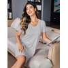 image:imageEkouaer Womens 2 Pack Nightgown V Neck Sleepshirt Short Sleeve Nightshirt PlainFloral Pajama Dress with PocketsBlacklight Gray