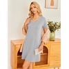 image:imageEkouaer Womens 2 Pack Nightgown V Neck Sleepshirt Short Sleeve Nightshirt PlainFloral Pajama Dress with PocketsBlacklight Gray