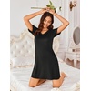 image:imageEkouaer Womens 2 Pack Nightgown V Neck Sleepshirt Short Sleeve Nightshirt PlainFloral Pajama Dress with PocketsBlacklight Gray