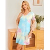 image:imageEkouaer Womens 2 Pack Nightgown V Neck Sleepshirt Short Sleeve Nightshirt PlainFloral Pajama Dress with PocketsBlackpink Tie Dye