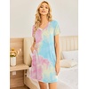 image:imageEkouaer Womens 2 Pack Nightgown V Neck Sleepshirt Short Sleeve Nightshirt PlainFloral Pajama Dress with PocketsBlackpink Tie Dye