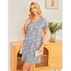 image:imageEkouaer Womens 2 Pack Nightgown V Neck Sleepshirt Short Sleeve Nightshirt PlainFloral Pajama Dress with PocketsCoffee and Star Print