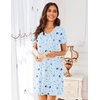 image:imageEkouaer Womens 2 Pack Nightgown V Neck Sleepshirt Short Sleeve Nightshirt PlainFloral Pajama Dress with PocketsCoffee and Star Print