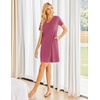 image:imageEkouaer Womens 2 Pack Nightgown V Neck Sleepshirt Short Sleeve Nightshirt PlainFloral Pajama Dress with PocketsDark Pinksunflower