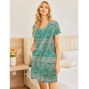 image:imageEkouaer Womens 2 Pack Nightgown V Neck Sleepshirt Short Sleeve Nightshirt PlainFloral Pajama Dress with PocketsGreengreen Print