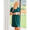 image:imageEkouaer Womens 2 Pack Nightgown V Neck Sleepshirt Short Sleeve Nightshirt PlainFloral Pajama Dress with PocketsGreengreen Print