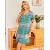 image:imageEkouaer Womens 2 Pack Nightgown V Neck Sleepshirt Short Sleeve Nightshirt PlainFloral Pajama Dress with PocketsGreengreen Print
