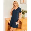 image:imageEkouaer Womens 2 Pack Nightgown V Neck Sleepshirt Short Sleeve Nightshirt PlainFloral Pajama Dress with PocketsNavy Bluebutterfly Print