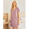 image:imageEkouaer Womens 2 Pack Nightgown V Neck Sleepshirt Short Sleeve Nightshirt PlainFloral Pajama Dress with PocketsPink Leopardpurple Dots