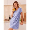 image:imageEkouaer Womens 2 Pack Nightgown V Neck Sleepshirt Short Sleeve Nightshirt PlainFloral Pajama Dress with PocketsPink Leopardpurple Dots