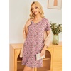 image:imageEkouaer Womens 2 Pack Nightgown V Neck Sleepshirt Short Sleeve Nightshirt PlainFloral Pajama Dress with PocketsPink Leopardpurple Dots