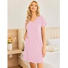 image:imageEkouaer Womens 2 Pack Nightgown V Neck Sleepshirt Short Sleeve Nightshirt PlainFloral Pajama Dress with PocketsPinkpink Floral