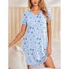 image:imageEkouaer Womens 2 Pack Nightgown V Neck Sleepshirt Short Sleeve Nightshirt PlainFloral Pajama Dress with PocketsPlanet Moonpurple Star