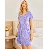 image:imageEkouaer Womens 2 Pack Nightgown V Neck Sleepshirt Short Sleeve Nightshirt PlainFloral Pajama Dress with PocketsPlanet Moonpurple Star
