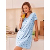 image:imageEkouaer Womens 2 Pack Nightgown V Neck Sleepshirt Short Sleeve Nightshirt PlainFloral Pajama Dress with PocketsPlanet Moonpurple Star