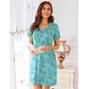 image:imageEkouaer Womens 2 Pack Nightgown V Neck Sleepshirt Short Sleeve Nightshirt PlainFloral Pajama Dress with PocketsStardragonfly Print