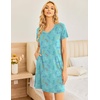 image:imageEkouaer Womens 2 Pack Nightgown V Neck Sleepshirt Short Sleeve Nightshirt PlainFloral Pajama Dress with PocketsStardragonfly Print