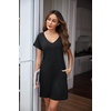 image:imageEkouaer Womens 2 Pack Nightgown V Neck Sleepshirt Short Sleeve Nightshirt Soft Sleep Dress with PocketsLeopardblack