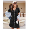 image:imageEkouaer Womens Nightgown Button Down Nightshirt Short Sleeve Sleepshirt Soft V Neck Sleepwear Pajama DressBlack