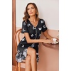 image:imageEkouaer Womens Nightgown Button Down Nightshirt Short Sleeve Sleepshirt Soft V Neck Sleepwear Pajama DressBlack Butterflys