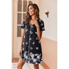 image:imageEkouaer Womens Nightgown Button Down Nightshirt Short Sleeve Sleepshirt Soft V Neck Sleepwear Pajama DressBlack Butterflys