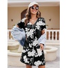 image:imageEkouaer Womens Nightgown Button Down Nightshirt Short Sleeve Sleepshirt Soft V Neck Sleepwear Pajama DressBlack Floral