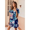 image:imageEkouaer Womens Nightgown Button Down Nightshirt Short Sleeve Sleepshirt Soft V Neck Sleepwear Pajama DressBlue Floral