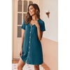 image:imageEkouaer Womens Nightgown Button Down Nightshirt Short Sleeve Sleepshirt Soft V Neck Sleepwear Pajama DressBlue Green
