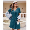 image:imageEkouaer Womens Nightgown Button Down Nightshirt Short Sleeve Sleepshirt Soft V Neck Sleepwear Pajama DressBlue Green
