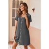 image:imageEkouaer Womens Nightgown Button Down Nightshirt Short Sleeve Sleepshirt Soft V Neck Sleepwear Pajama DressDark Gray