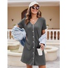 image:imageEkouaer Womens Nightgown Button Down Nightshirt Short Sleeve Sleepshirt Soft V Neck Sleepwear Pajama DressDark Gray