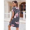 image:imageEkouaer Womens Nightgown Button Down Nightshirt Short Sleeve Sleepshirt Soft V Neck Sleepwear Pajama DressGrey Floral