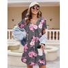 image:imageEkouaer Womens Nightgown Button Down Nightshirt Short Sleeve Sleepshirt Soft V Neck Sleepwear Pajama DressGrey Floral