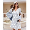 image:imageEkouaer Womens Nightgown Button Down Nightshirt Short Sleeve Sleepshirt Soft V Neck Sleepwear Pajama DressGrey Star