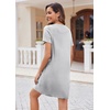 image:imageEkouaer Womens Nightgown Button Down Nightshirt Short Sleeve Sleepshirt Soft V Neck Sleepwear Pajama DressGrey Striped