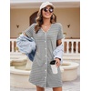 image:imageEkouaer Womens Nightgown Button Down Nightshirt Short Sleeve Sleepshirt Soft V Neck Sleepwear Pajama DressGrey Striped
